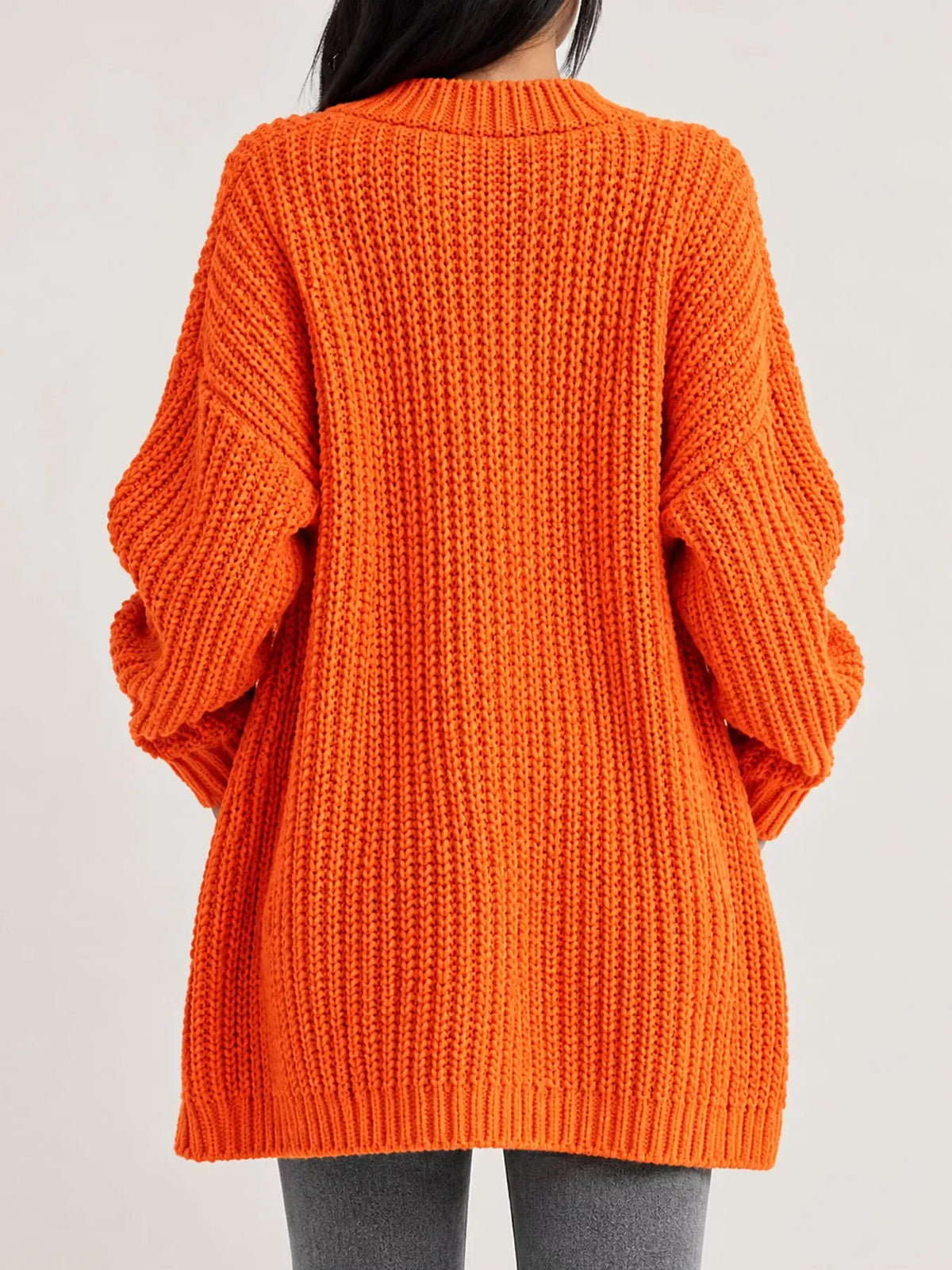 Oversized Openwork Longline Cardigan with Pockets — photo 44