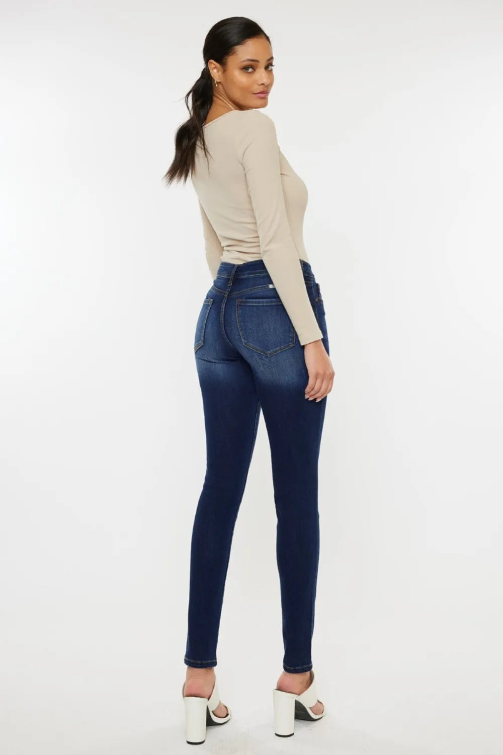 Kancan Mid Rise Gradient Wash Skinny Jeans