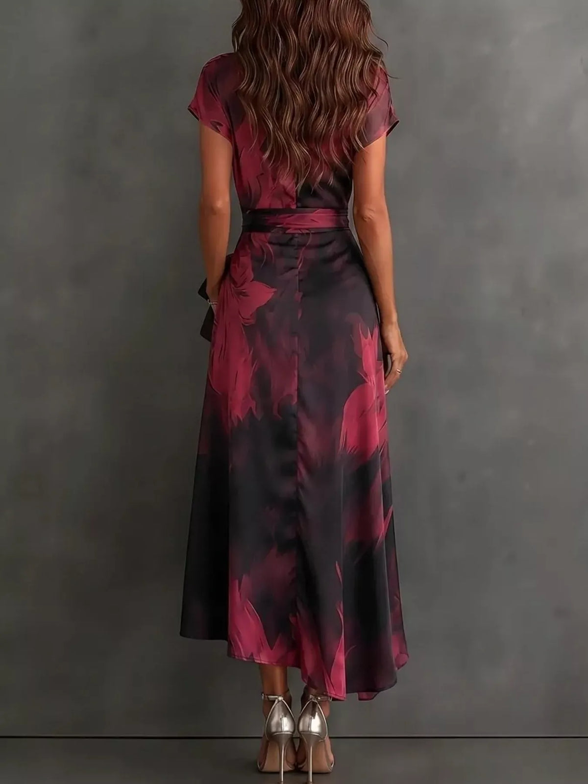 Women's High-Low Surplice Dress with Tie Waist — photo 4
