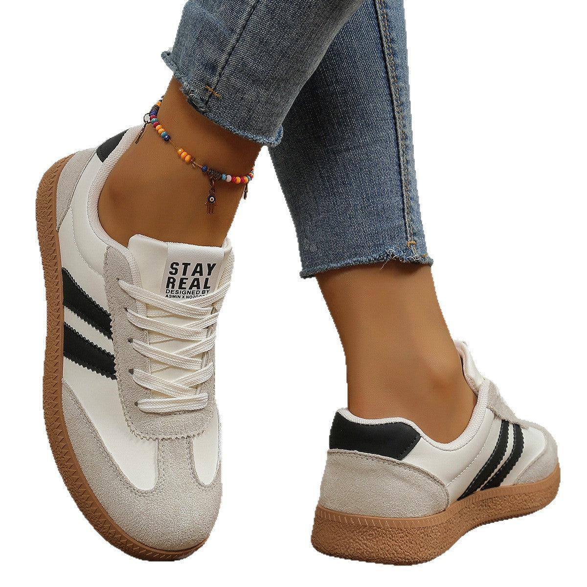 Women's Casual White Sneakers - Breathable Lightweight Athletic Shoes
