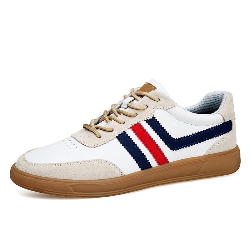 Men's Leather Height-Boosting Sneakers with Rubber Sole - Casual Elevator Shoes