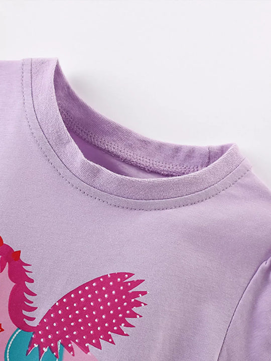 Another view: Girls’ Horse Graphic Ruffle-Hem Top — Lavender