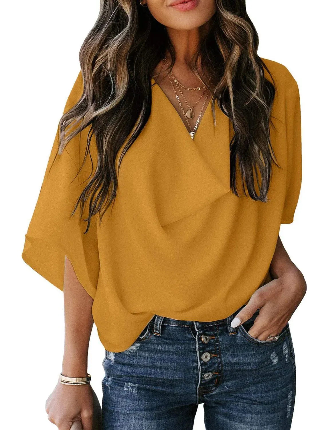 Women's Ruched 3/4-Sleeve Blouse – Regular & Plus Sizes — photo 20