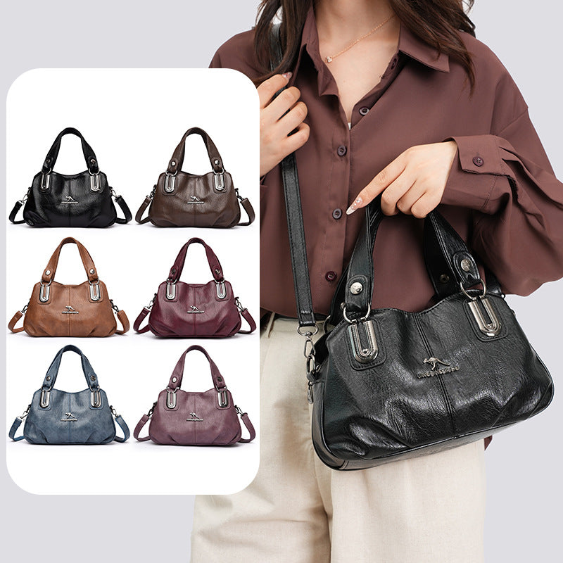 Women's Soft PU Leather Bucket Handbag – Retro European Style
