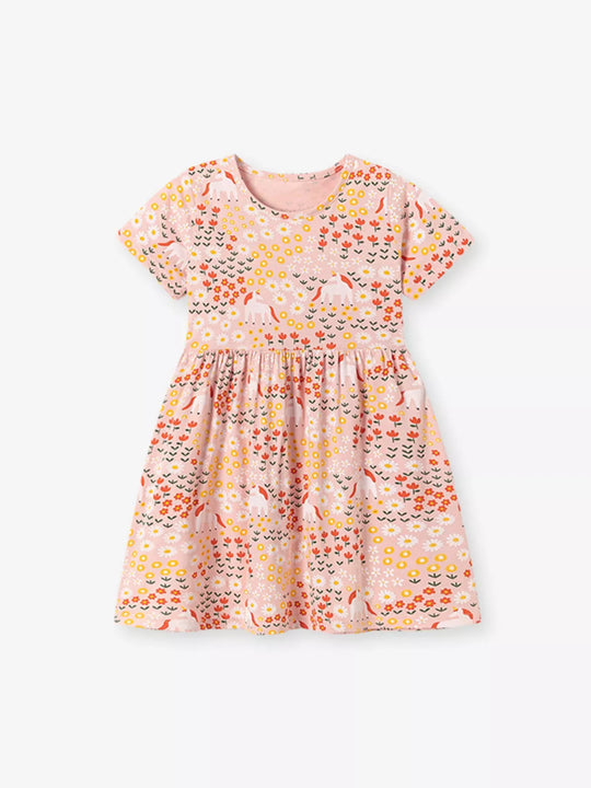 Another view: Floral Pocket Cotton Dress — Pale Blush