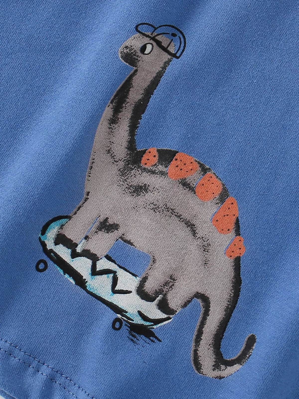 Bluebird Lane Dinosaur Skateboard Print Crewneck Short-Sleeve T-Shirt