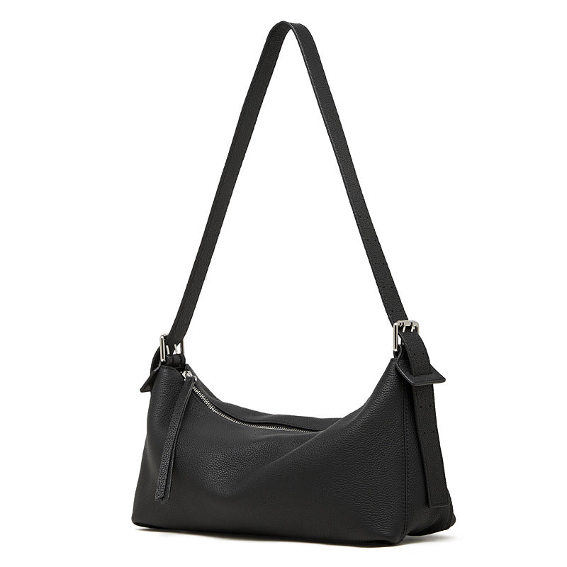 Vegetable-Tanned Genuine Leather Hobo Bag - Belt-Attachable Crossbody Shoulder Bag