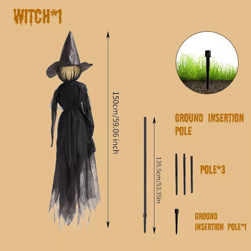 Glowing-Head Halloween Witch Decoration