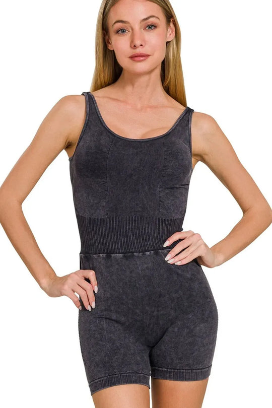 Another view: Washed Sports Romper with Removable Bra Pad
