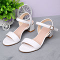Women's Plus Size Round Toe High Heel Sandals | Buckle Strap | White & Black