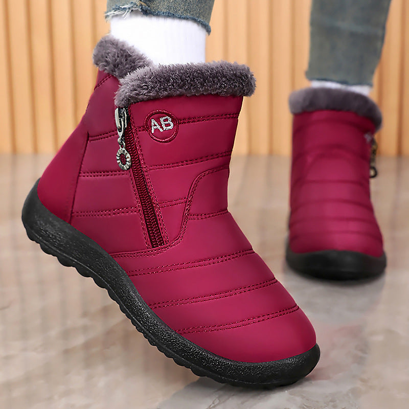 Women's Winter Cotton High-Top Casual Shoes - Warm PU Leather Flat Heel Boots