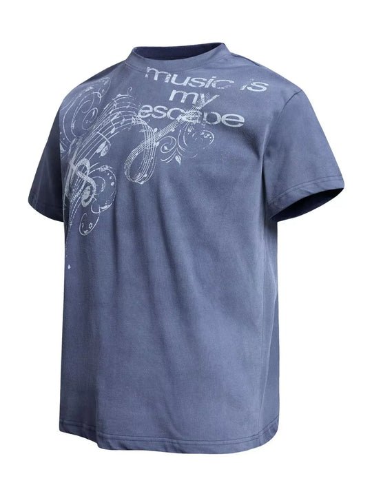 Another view: Music Is My Escape Washed Graphic Tee