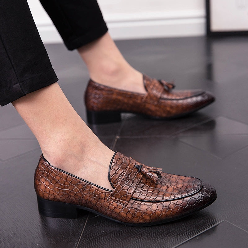 Men's Pointed-Toe Tassel Dress Shoes | Lace-Up Synthetic Leather Oxfords
