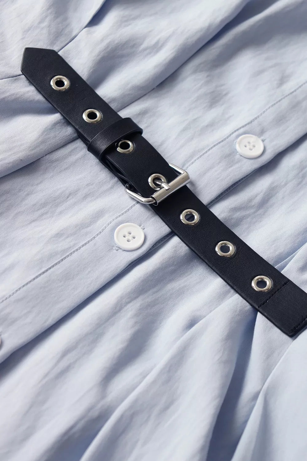 Light Blue Button-Up Shirt Dress