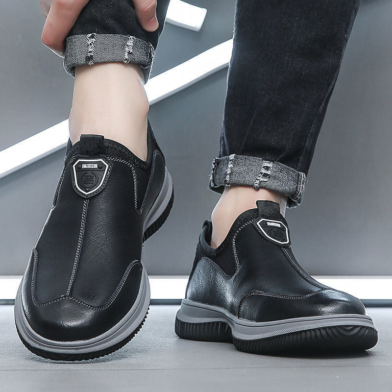 Men's Soft Leather Business Casual Breathable Dress Shoes - British Style Round Toe Slip-On Loafers