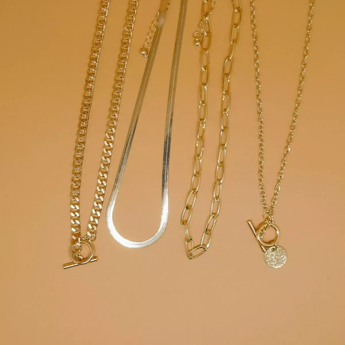 4-Piece Layered Gold-Tone Coin Necklace Set — photo 3