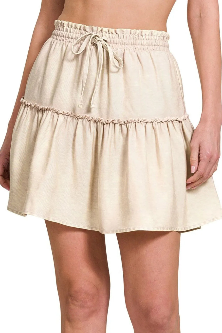 Tencel Washed Tiered Mini Skirt