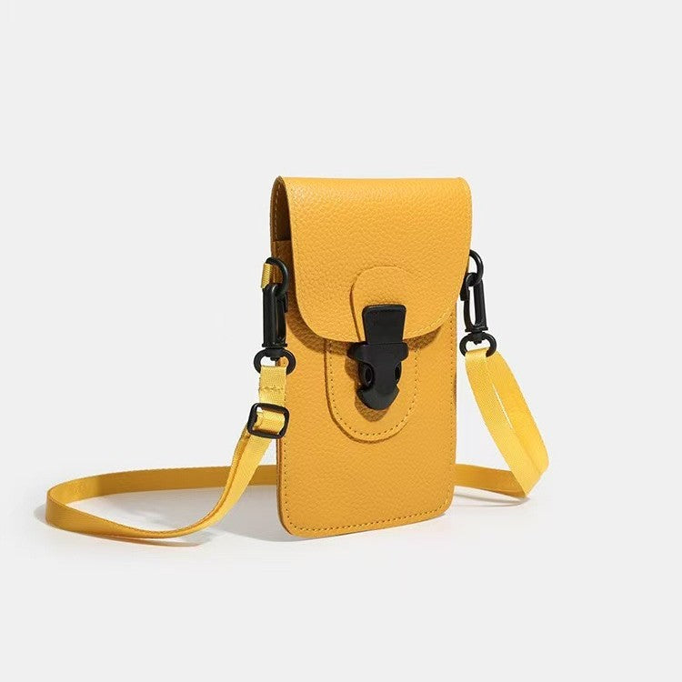 Minimalist Lock-Clasp Crossbody Mini Bag – PU Leather Unisex Shoulder Bag