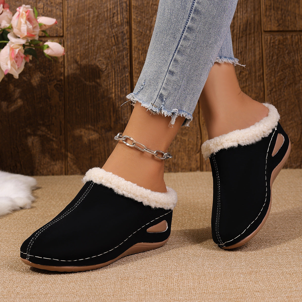 Plush Wedge Sandals