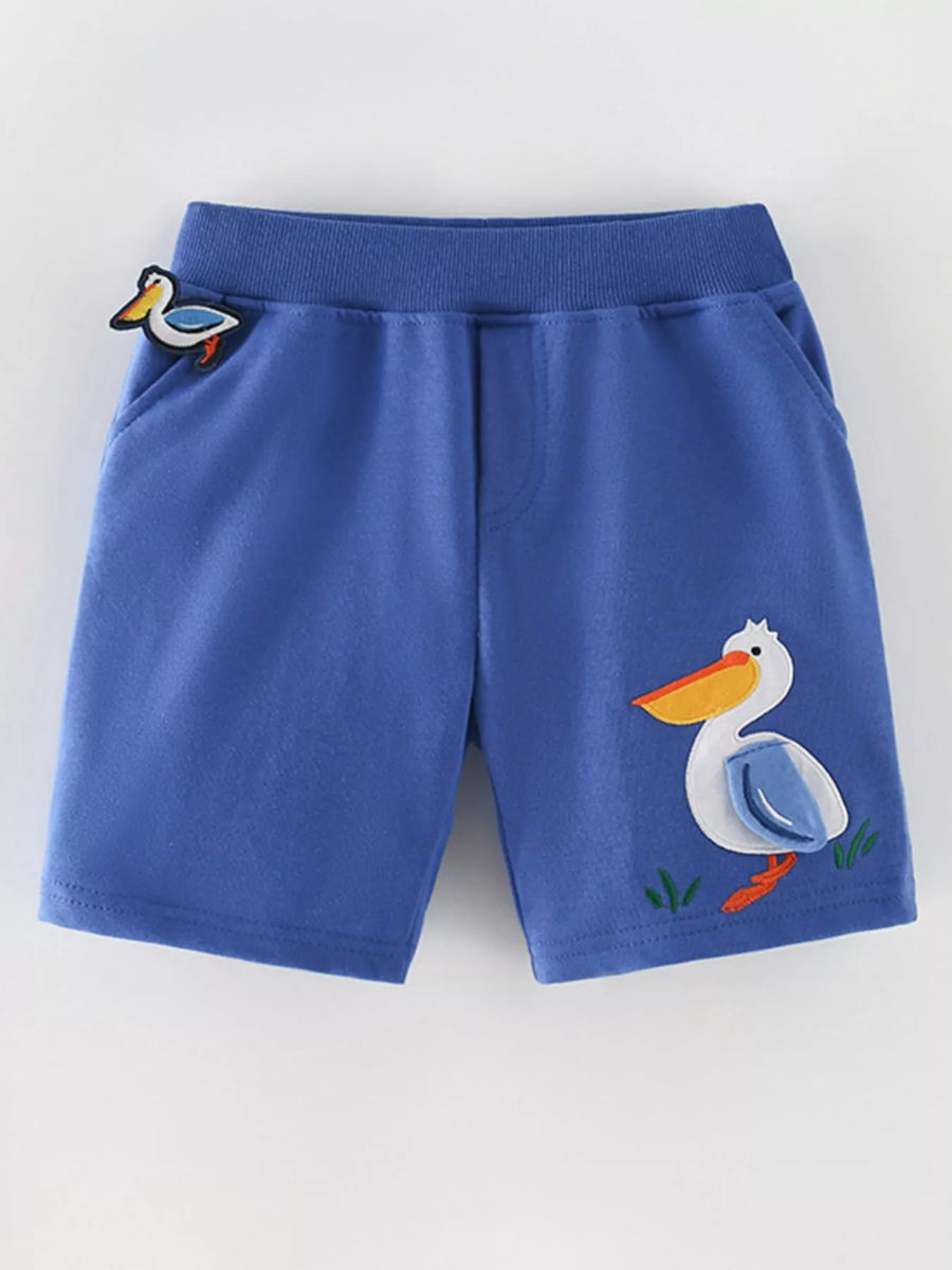 Kids' Pelican-Embroidered Shorts — Indigo