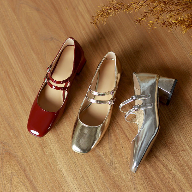 Women's Square Toe Chunky Heel Pumps - Elegant Low Heel Office Shoes