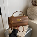 Chic Square Handbag with Lock Closure - Premium PU Leather Crossbody Bag for Women