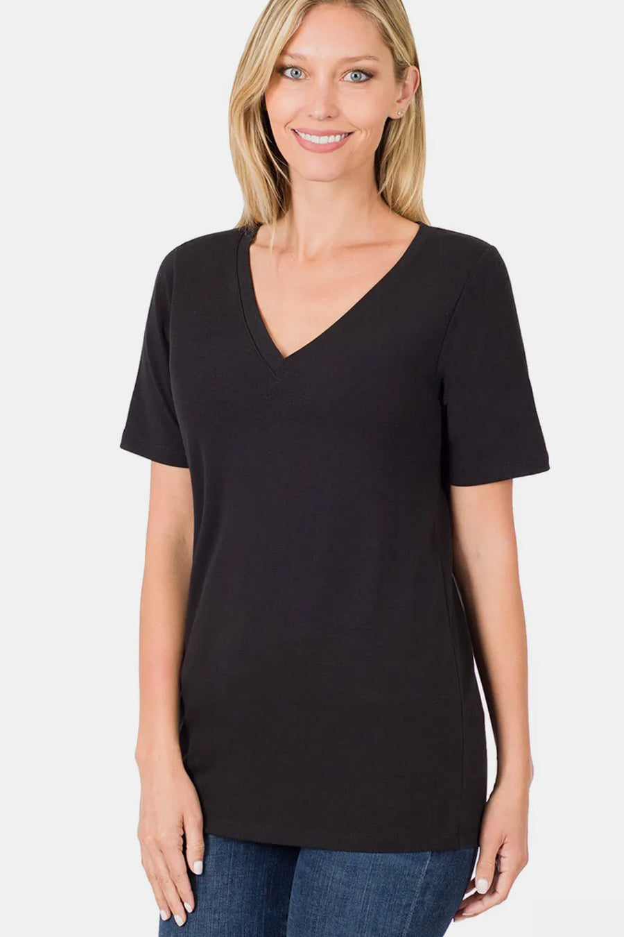 V-Neck Short Sleeve T-Shirt — Black