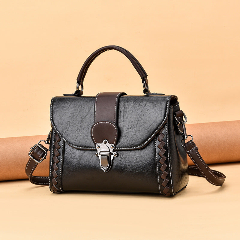 Korean-Style Color-Block Tote Bag & Crossbody Shoulder Bag | PU Leather | Multi-Color