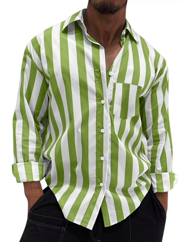 Men's lime pocketed button-up shirt with seam detail