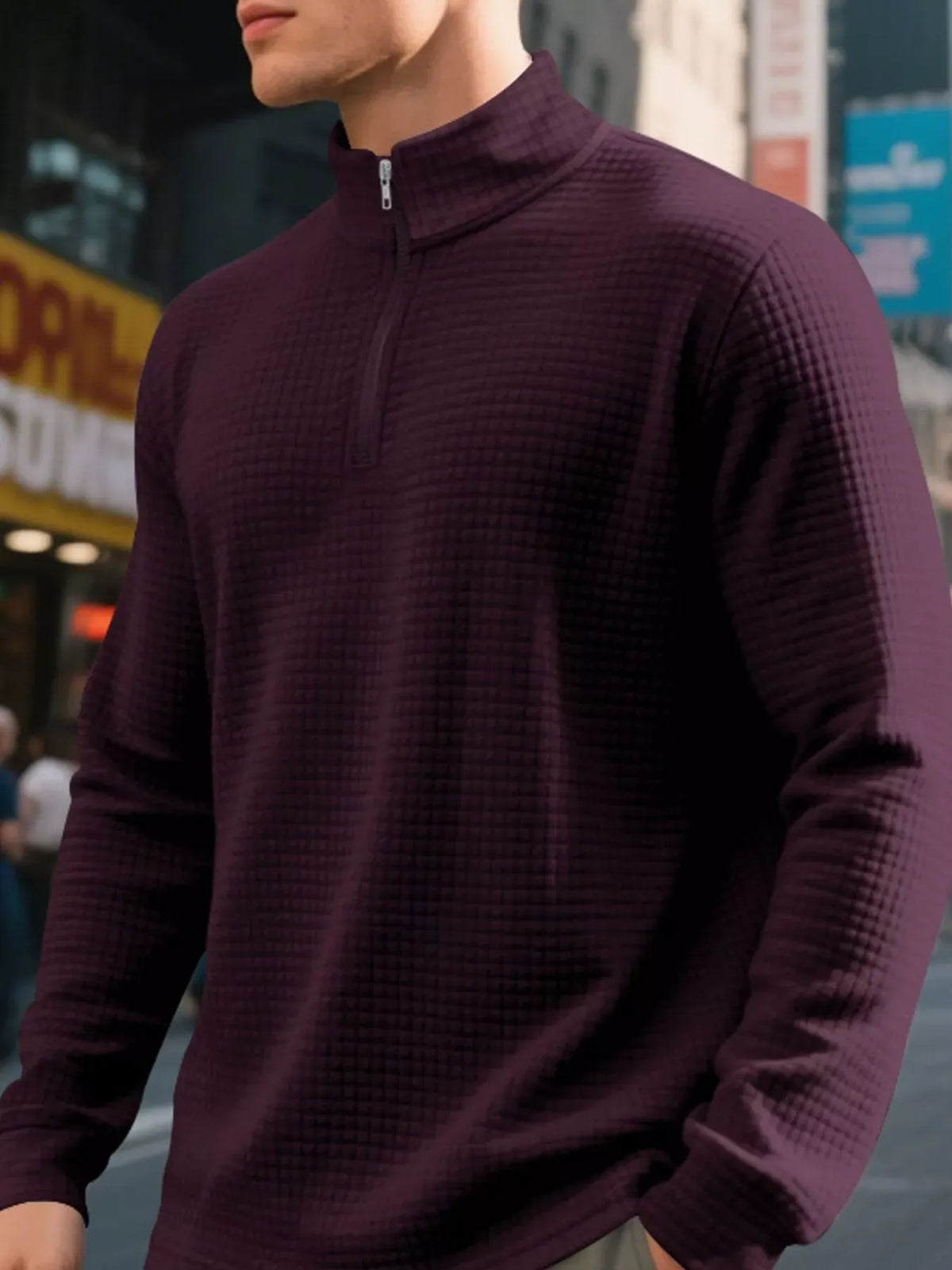 Men's Waffle-Knit Quarter-Zip Sweatshirt — photo 34
