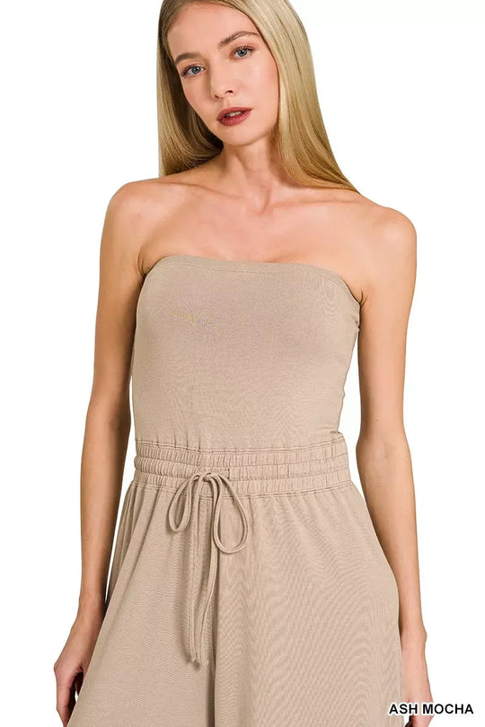 Another view: Tube Top Jumpsuit with Drawstring Waist