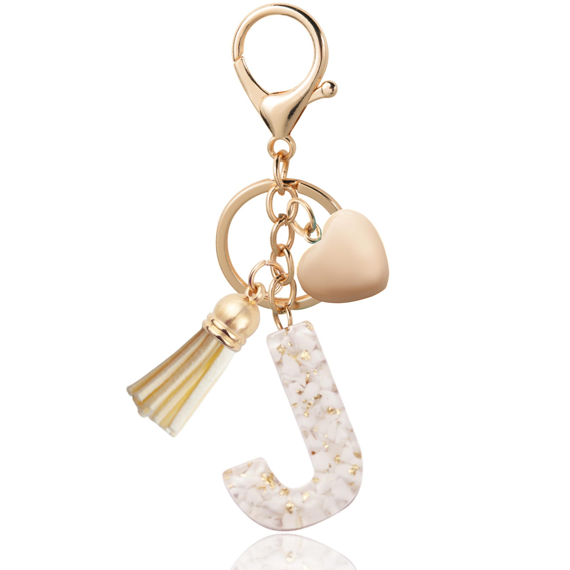 Personalized Heart Shell Letter Pendant Necklace with Tassel - A-Z Initial Charm