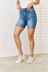 Judy Blue Quinn Tummy-Control Double Button Bermuda Denim Shorts — product view 5