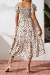 Beige square-neck ruffle-sleeve midi dress — alternate product view 3