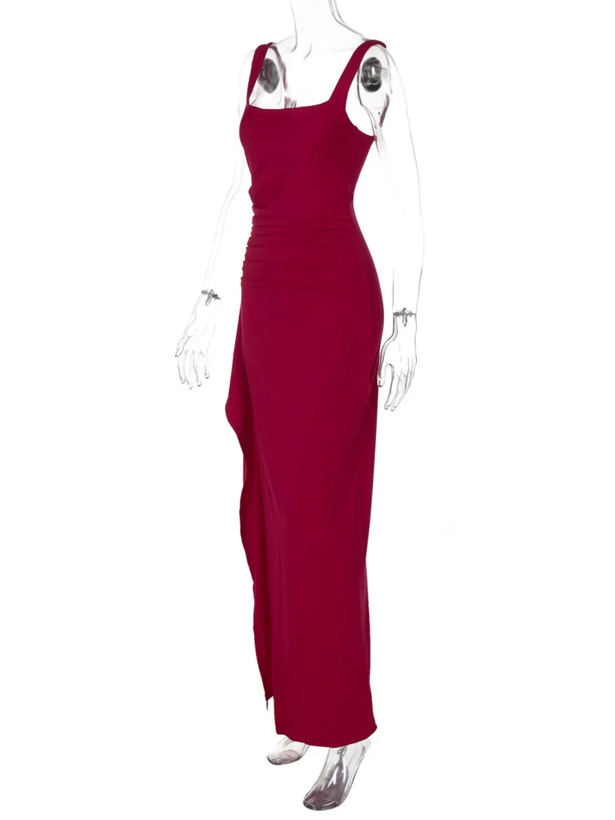 Square-Neck Ruched Slit Maxi Dress — photo 16