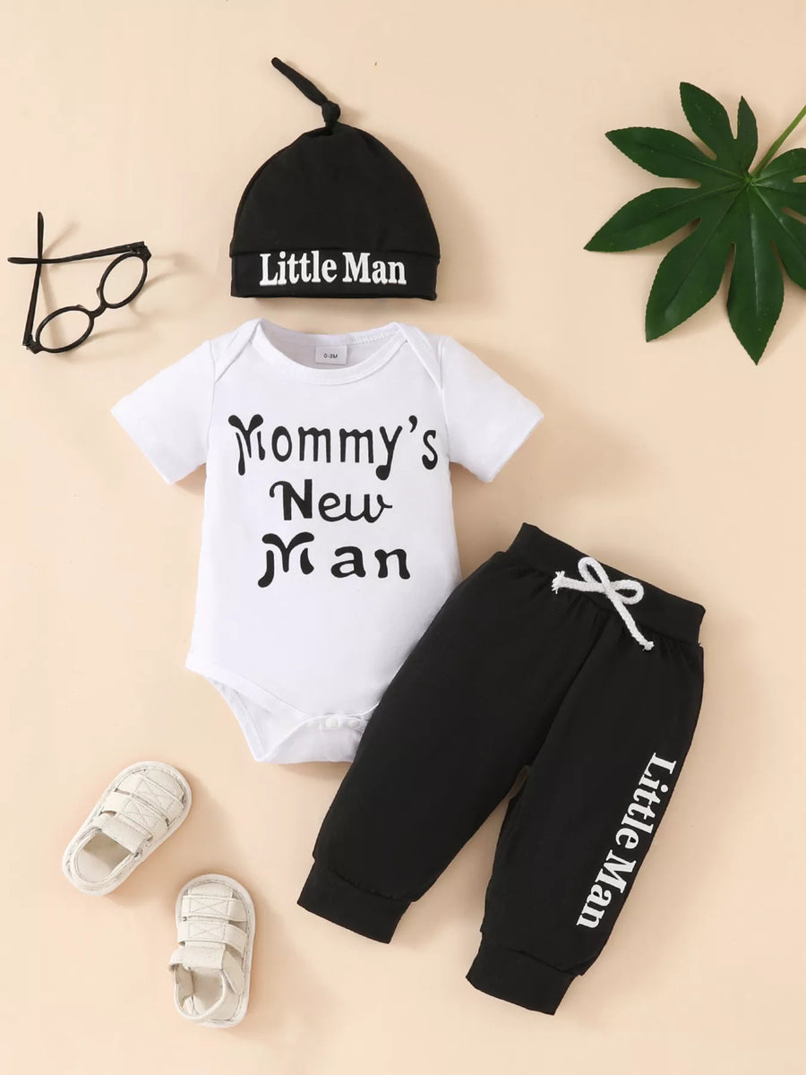 Meadow Days Mommy's New Man Bodysuit and Pants Set with Hat