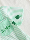 Poppy Lane Lucky Clover Print Striped Shirt & Shorts Set — product view 4