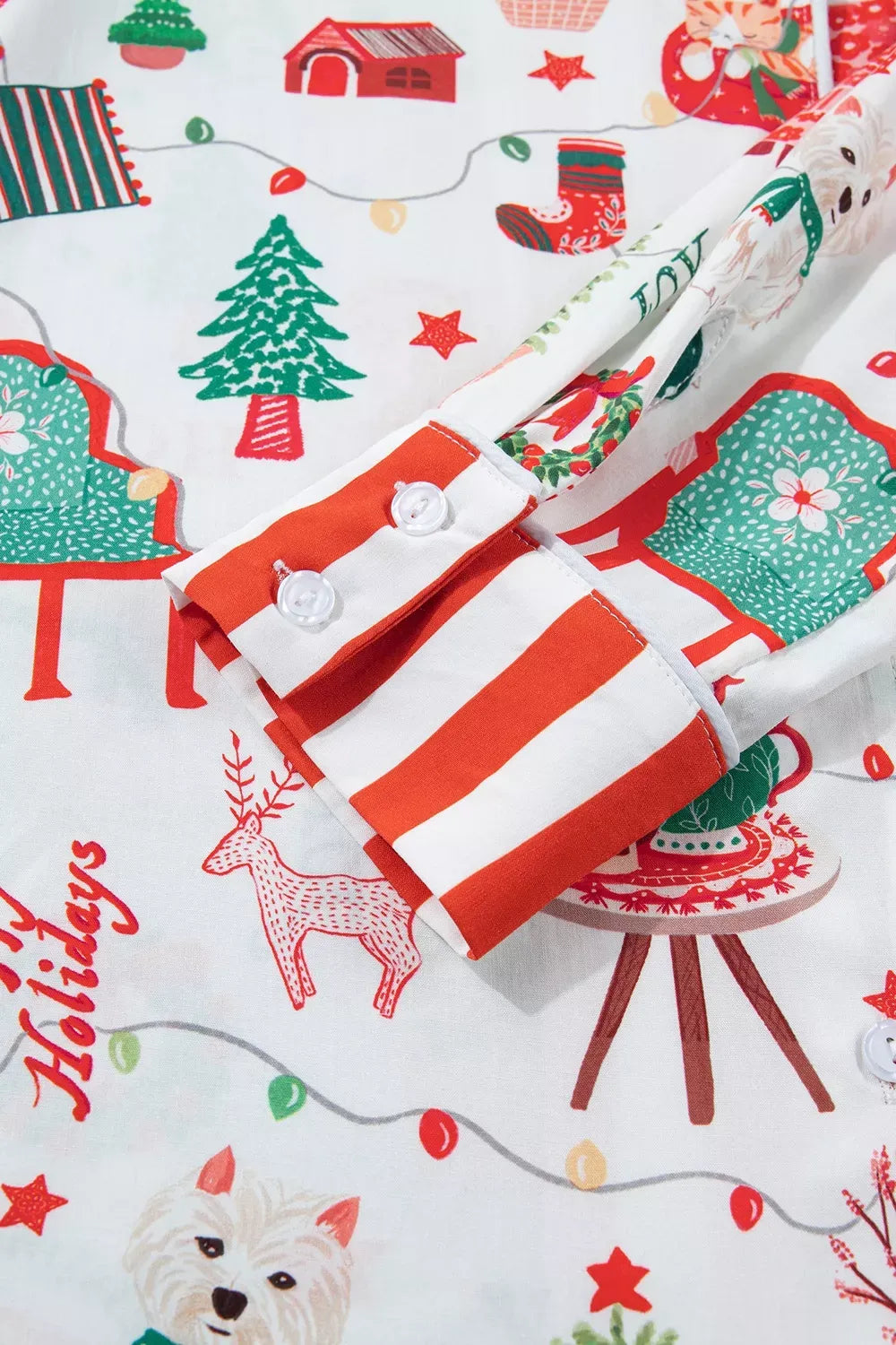 Women's Striped Holiday Button-Up Lounge Set — photo 18