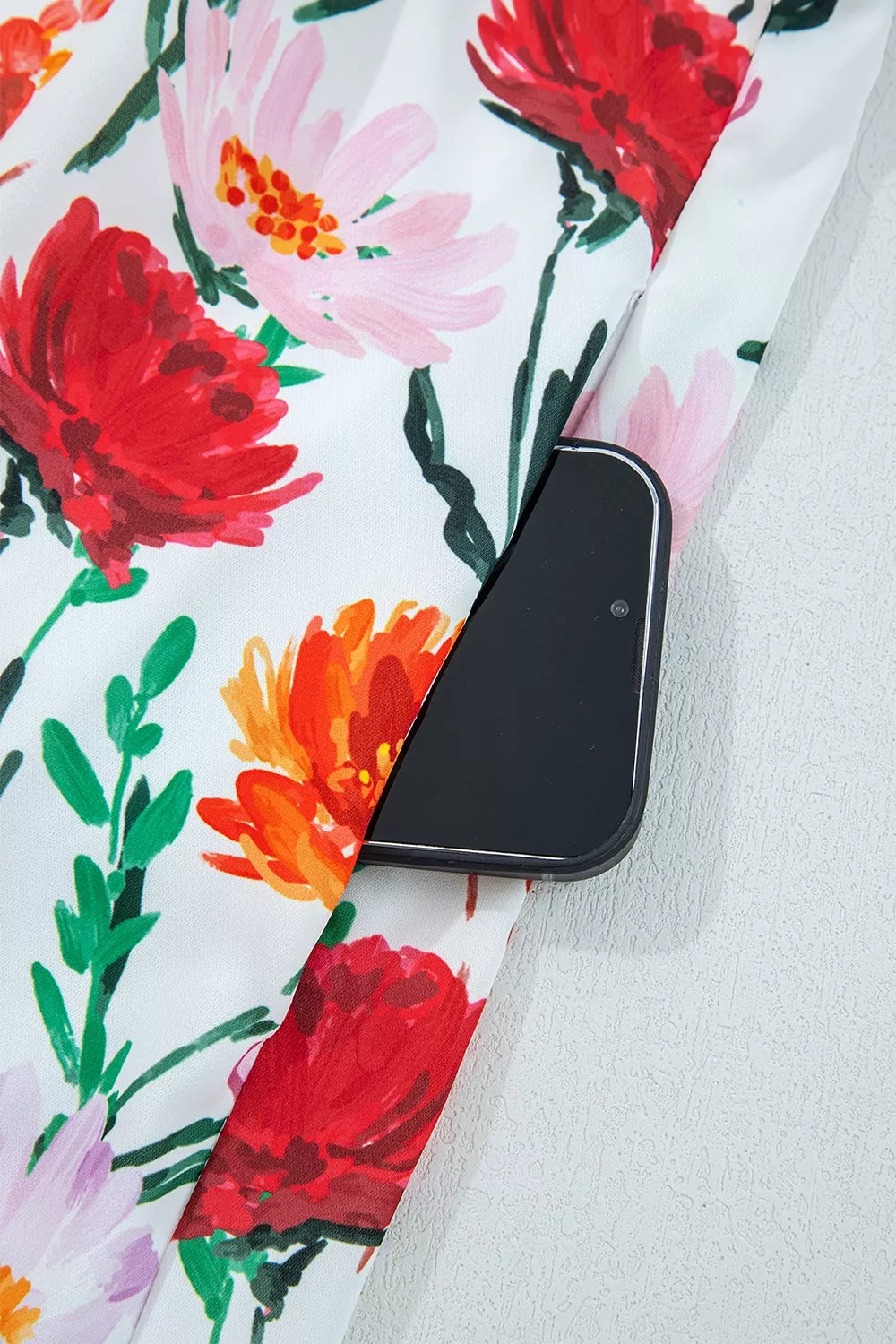 Floral Ricrac-Trim Puff-Sleeve Mini Dress