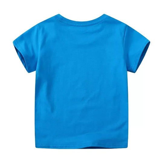 Another view: Kids’ Dinosaur Cotton T-Shirt — Sky Blue