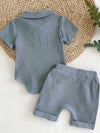 Bluebird Lane Ribbed Knit Polo Bodysuit & Shorts Set — product view 7