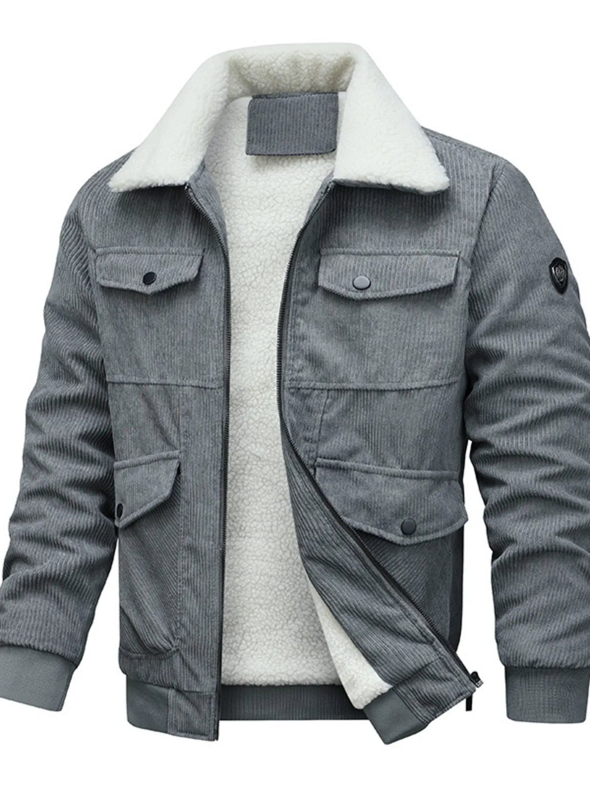 Men's Plus Size Sherpa-Lined Corduroy Jacket
