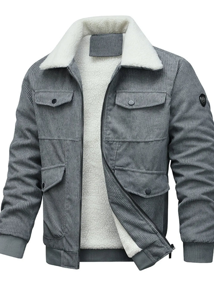 Men's Plus Size Sherpa-Lined Corduroy Jacket