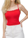 Women's lace-trim sleeveless top in six colors