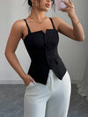 Women's black button-front fitted camisole
