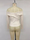 Women's apricot crisscross off-shoulder crop top