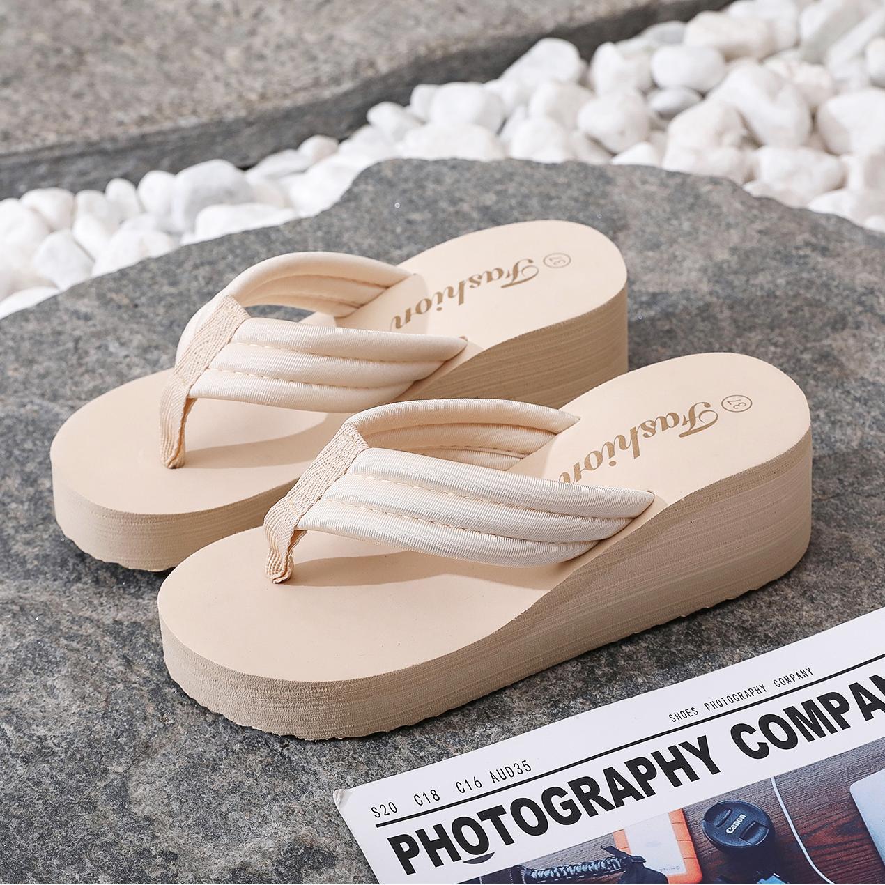 Women's Ultra-High Heel Sandals | Open-Toe Elastic Fabric Platform Flip-Flops