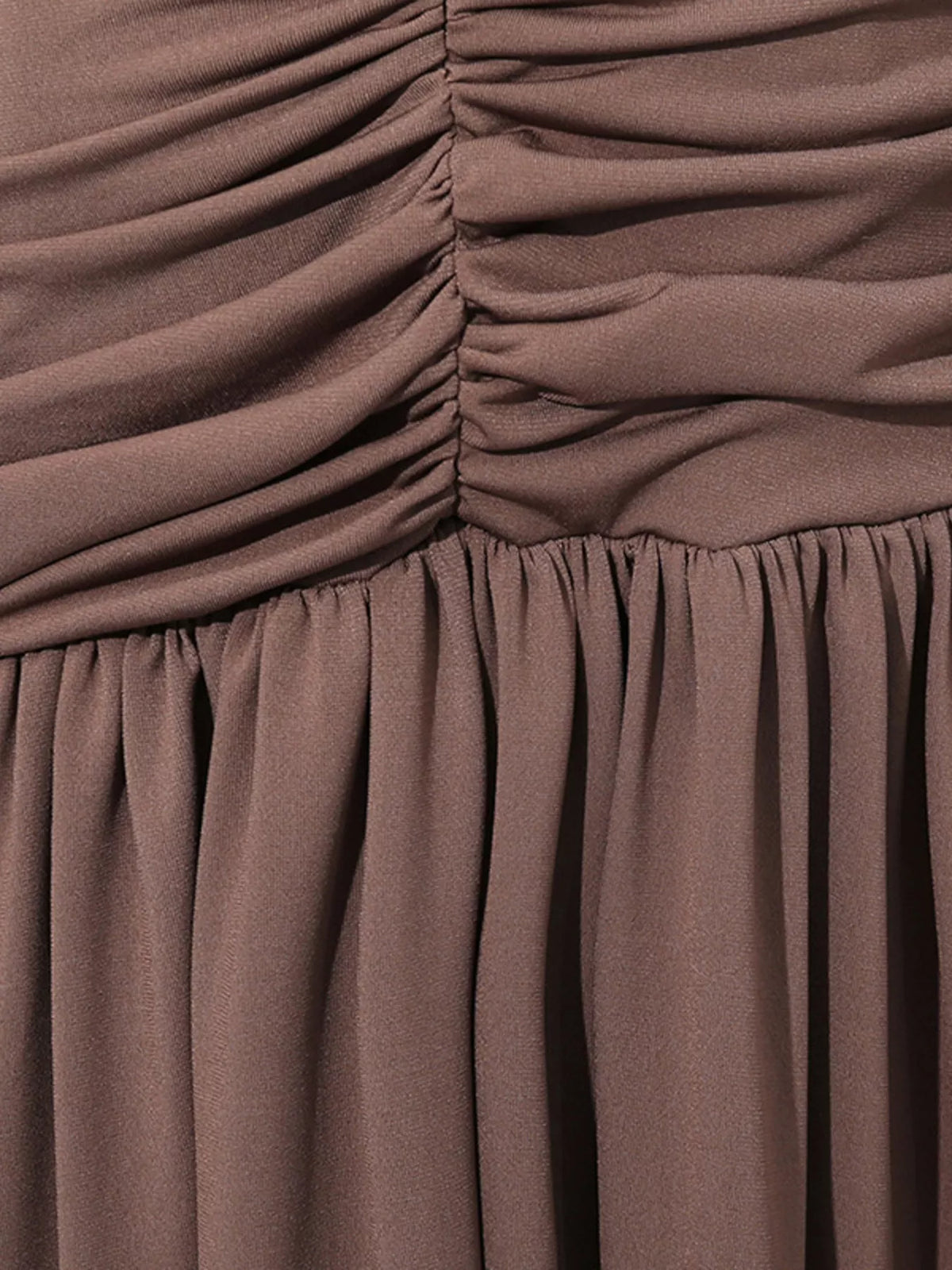 Brown Ruched Cutout Maxi Dress
