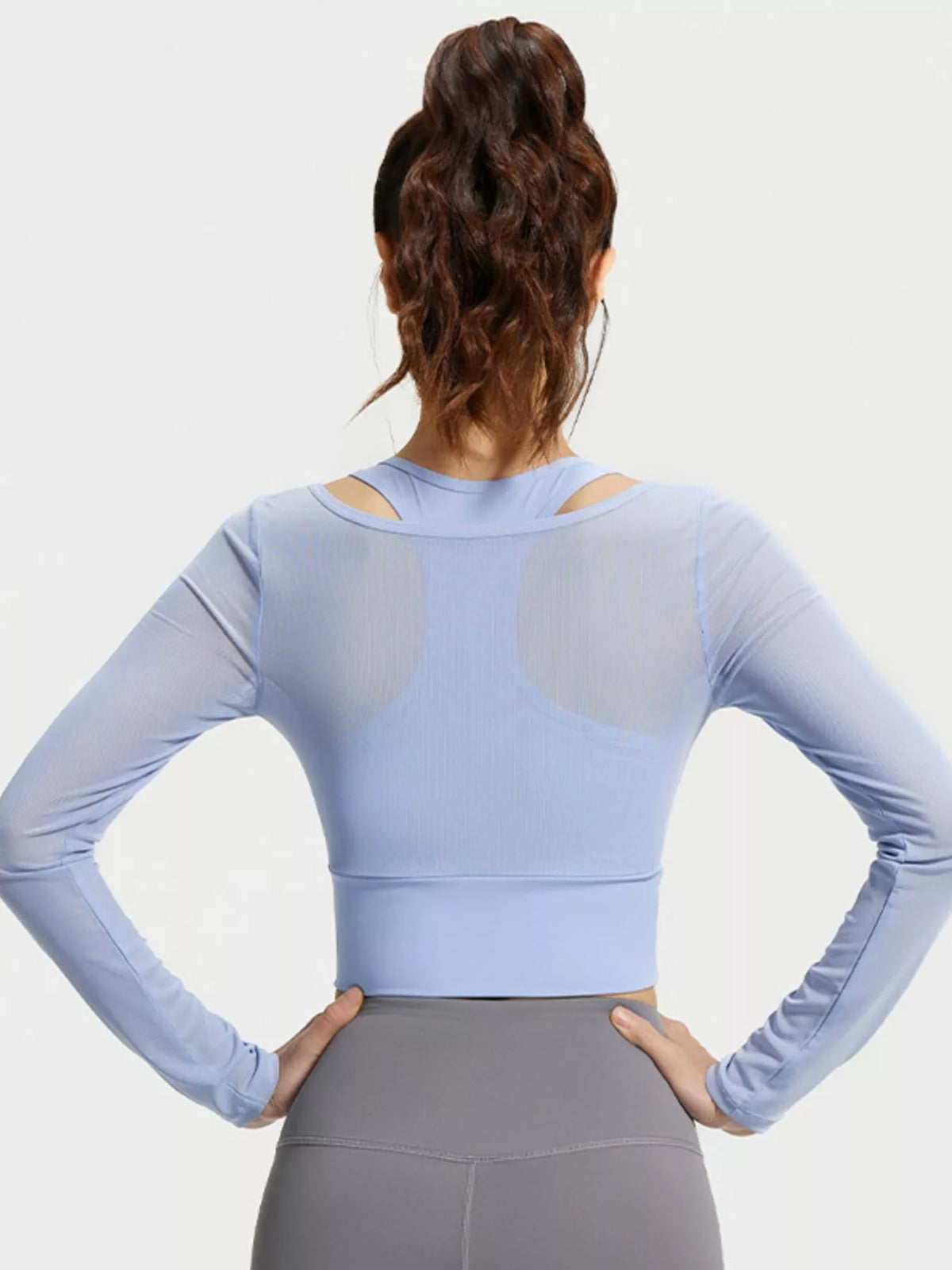 Long-Sleeve Active Top with Built-In Bra