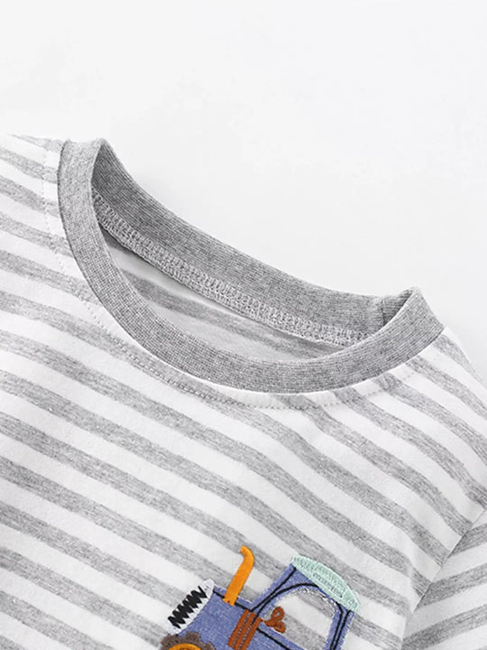 Another view: Kids' Striped Tractor Appliqué Tee